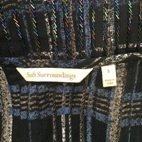 Soft Surroundings Beaded Button Down Long Blouse Tunic Top  Small - Picture 9 of 10